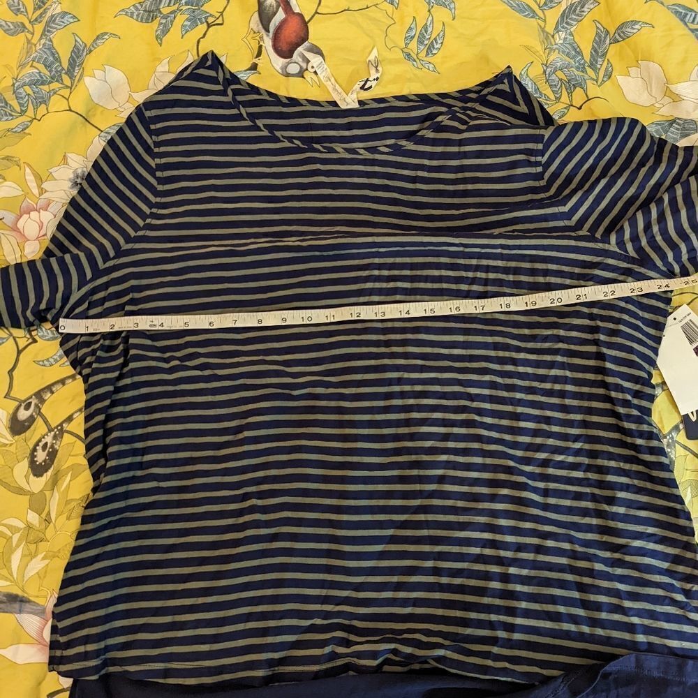 7 for all mankind green and blue striped blouse sz 2x nwt - Picture 3 of 4